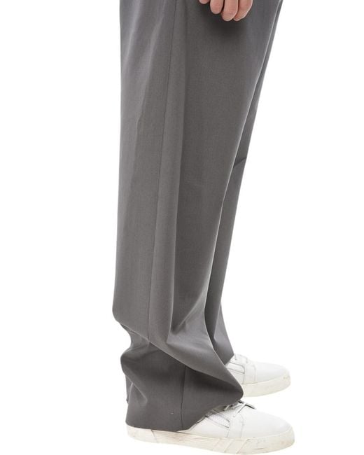 1989 STUDIO Gray Loose Solid Trousers for men