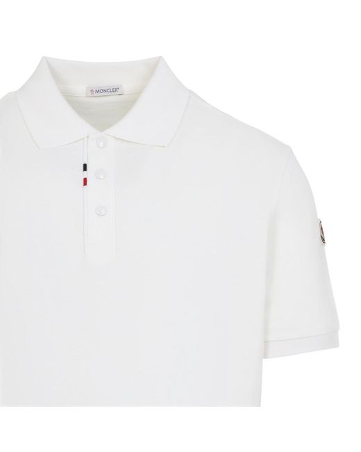 Moncler White Solid Shirt Collar Polo for men