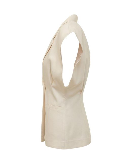 Pinko White Solid Notched Lapel Blazer