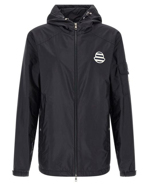 Moncler Blue Solid Hood Jacket for men