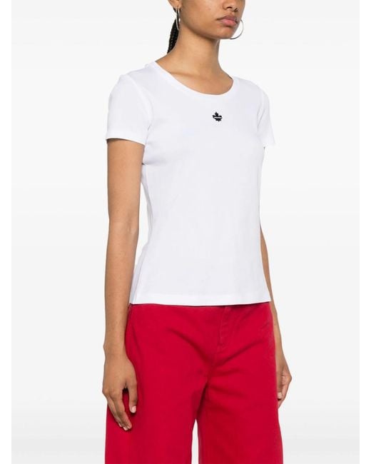DSquared² White Appliqué-Logo Cotton T-Shirt