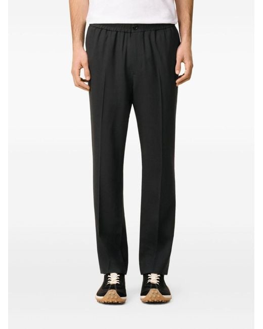 AMI Gray Elasticated-Waist Wool Trousers for men