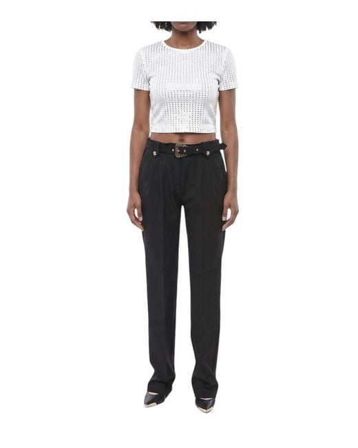 Versace Black Straight Flat Front Pants
