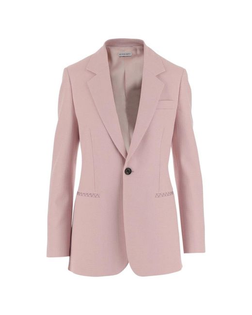 Burberry Pink Wool Tailored Jacket