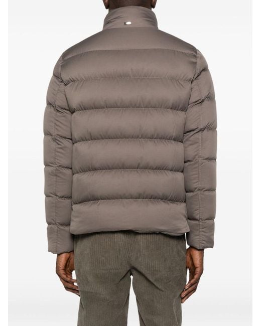 Herno Brown Padded Quilted Jacket With High Collar for men