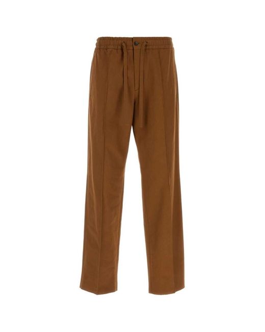 Valentino Brown Solid Drawstring Pants for men