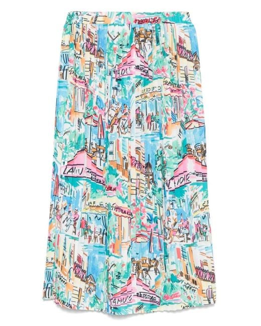 ALESSANDRO ENRIQUEZ Blue Printed Midi Skirt