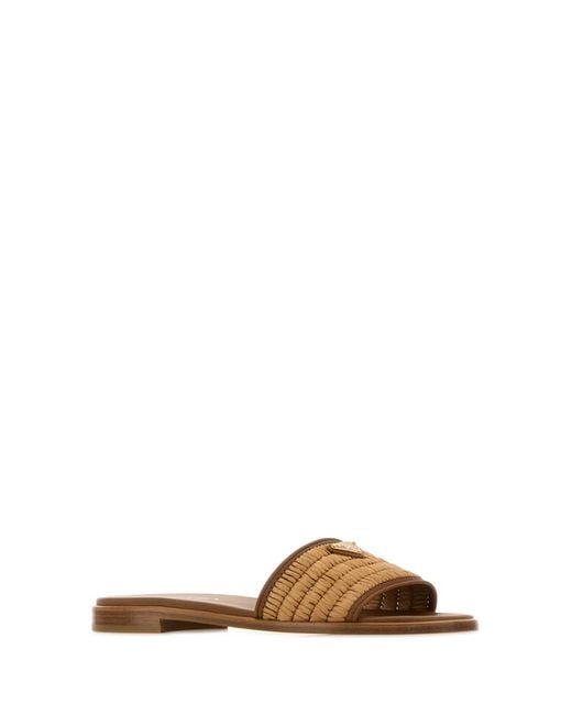 Prada Brown Woven Sandals