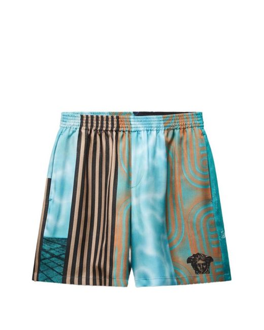 Versace Blue Regular Logo Shorts for men