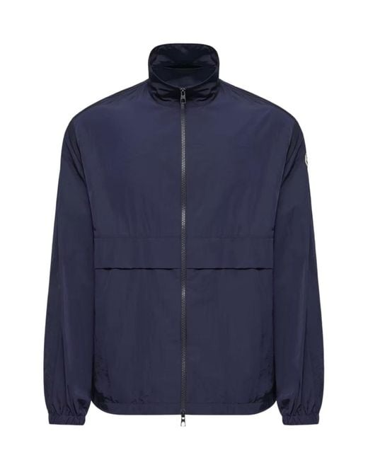 Moncler Blue Mock Collar Jacket for men
