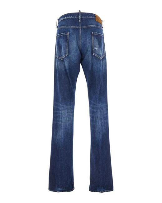 DSquared² Blue 'The American' Jeans With Logo Patch On The Rear And Faded Effect for men