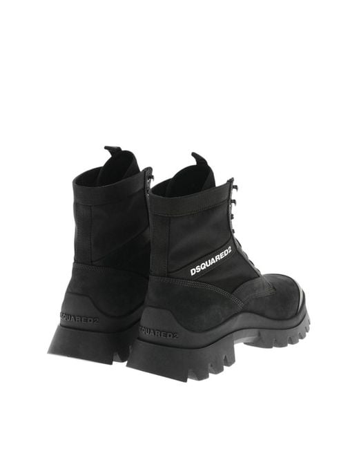 DSquared² Black Combat Boots for men