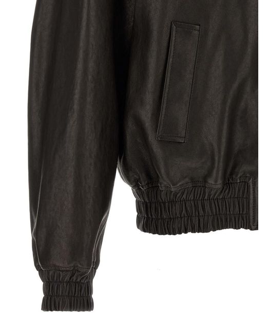 Valentino Gray Solid Leather Jacket for men