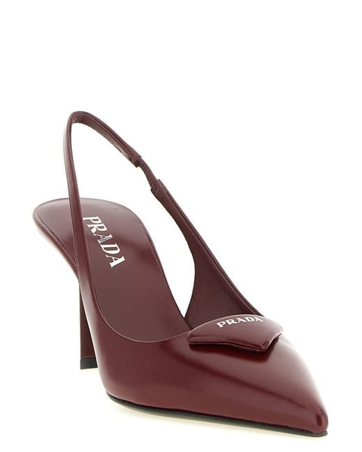 Prada Brown Logo Slingback Pumps