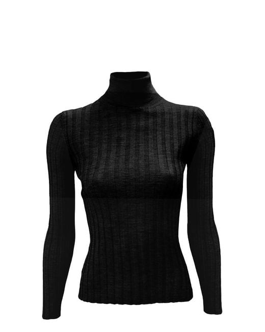 LA ROSE Black Turtleneck Pullover