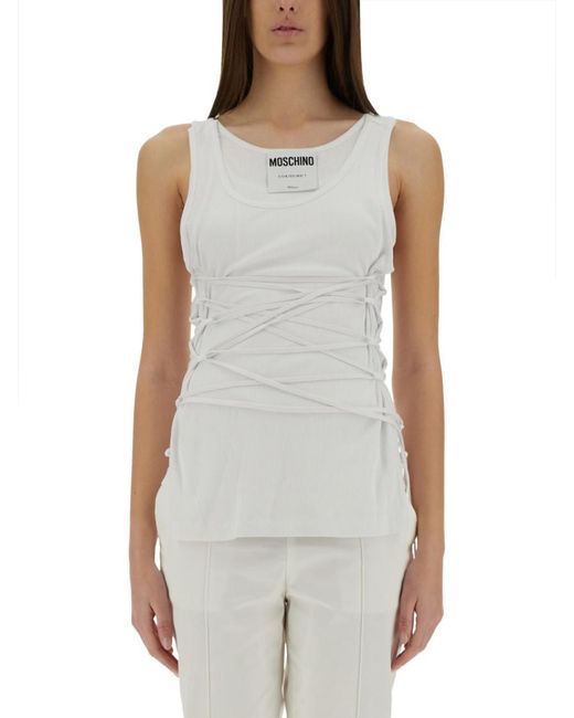 Moschino Gray Solid Scoop Neck Top
