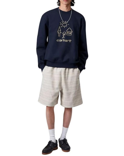 Carhartt Blue Crewneck Embroidered Sweatshirt for men