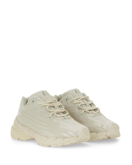 DIESEL White Streamlined Light Sneakers