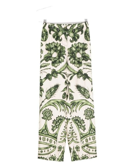 F.R.S For Restless Sleepers Green Printed Silk Trousers