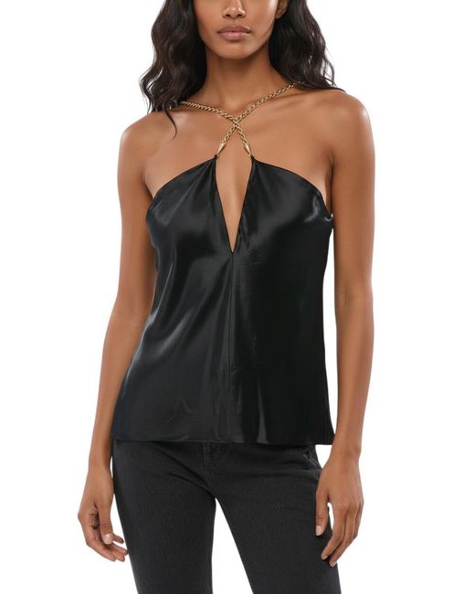 Ferragamo Black Solid Halter Neck Top