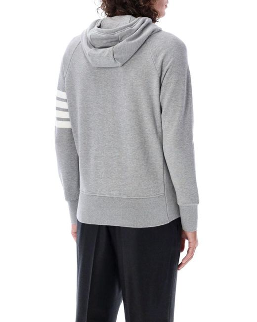 Thom Browne Gray Classic Loopback Full-Zip Hooded Sweatshirt for men