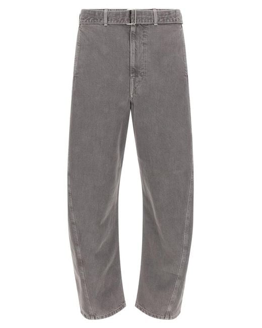 Lemaire Gray 'Twisted Belted' Jeans for men