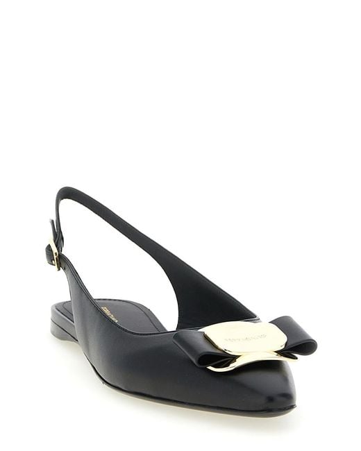 Ferragamo Black Solid Zelmy Flats
