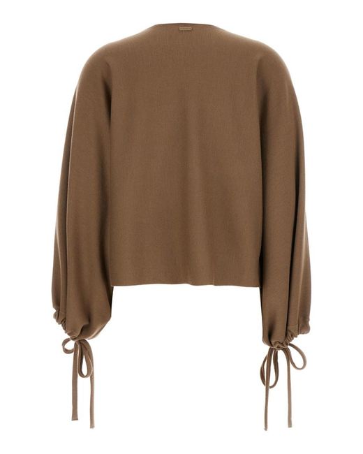Max Mara Brown Solid Crew Neck Sweater
