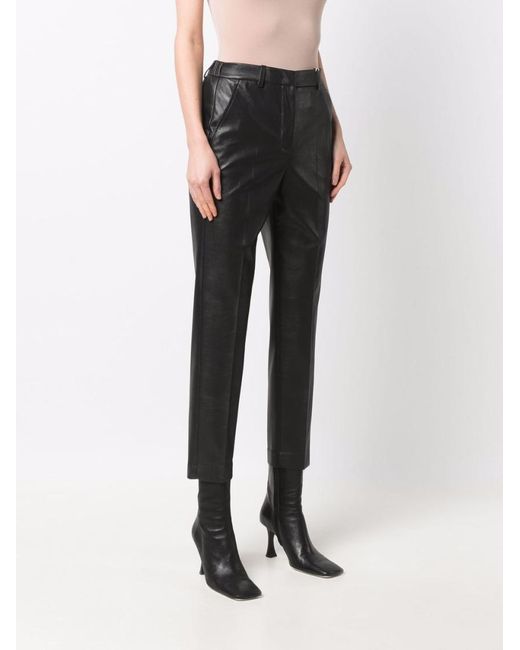 Incotex Black Leather-Finish Trouser