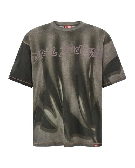 DIESEL Green T-Boxt-Show-V2 Abstract Print T-Shirt for men
