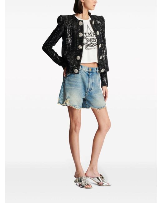 Balmain Black Tweed Sequin Blazer