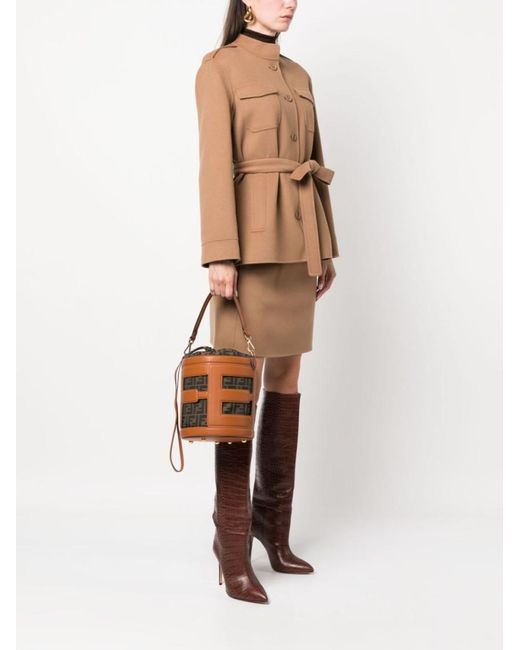【送料&関税込】Fendi Ff Bucket Bag Fendi Ff-Pattern Cut-Out Bucket Bag in Orange | Lyst