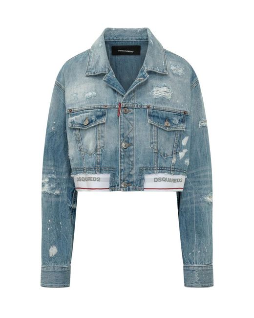 DSquared² Blue Mini Short Jacket With Buttoned Pockets