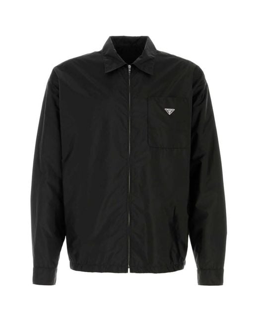 Prada Black Regular Logo Overshirt for men