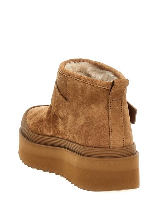 Tory Burch Brown 'Mellow Shearling Platform' Ankle Boots