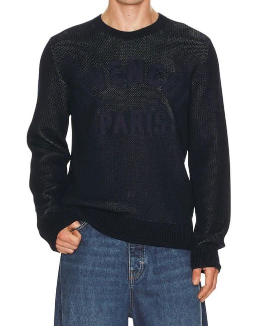 Givenchy Blue Ottoman Crew Neck Sweater for men