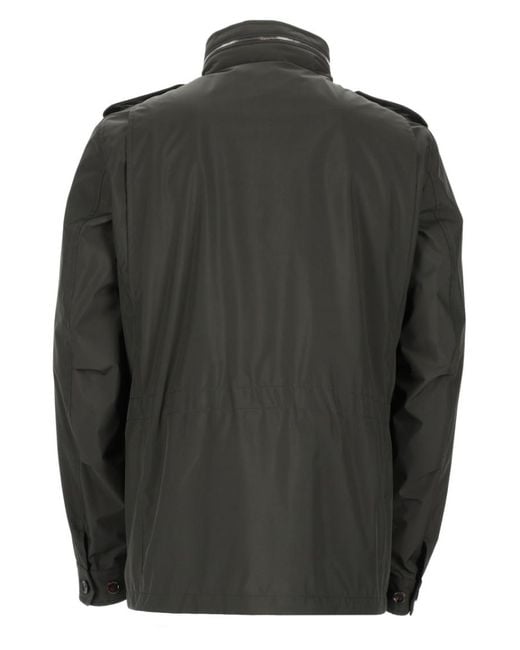 Moorer Black Solid Mandarin Collar Jacket for men