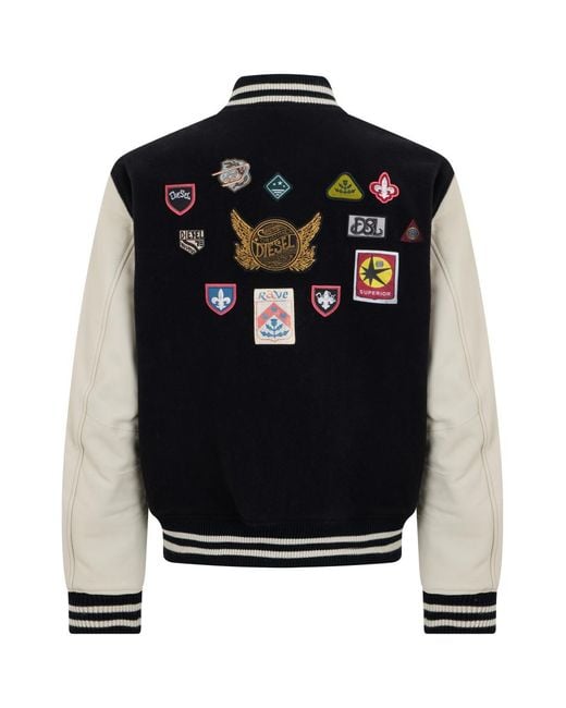 DIESEL Black Logo Bomber Jacket for men