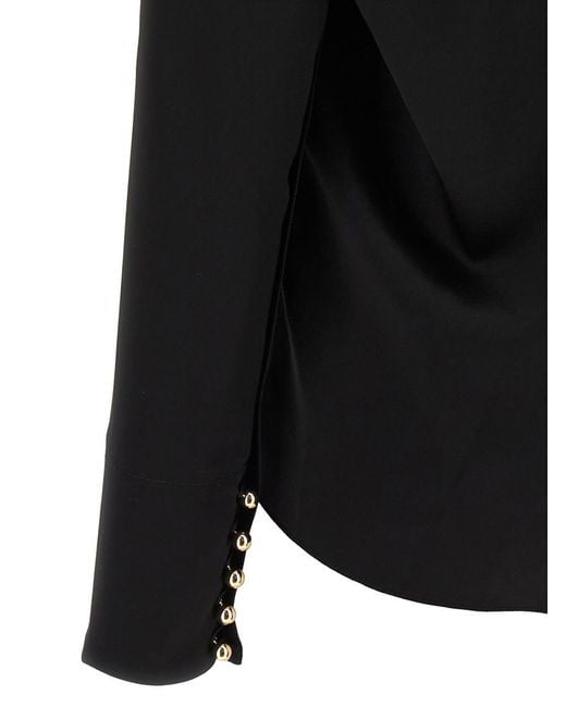 Lanvin Black Solid V Neck Top