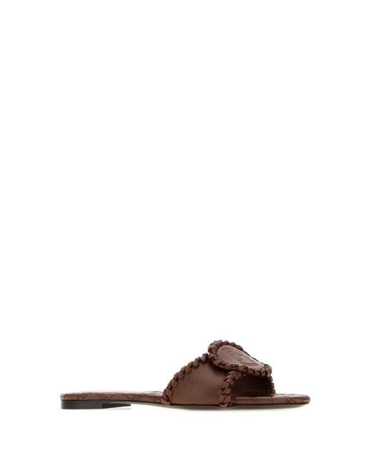 Burberry Brown Solid Crest Slippers