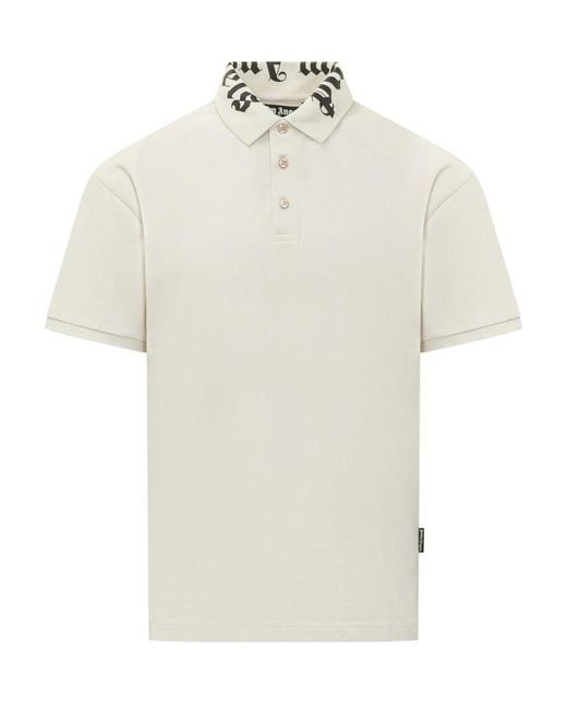 Palm Angels White Solid Shirt Collar Polo for men