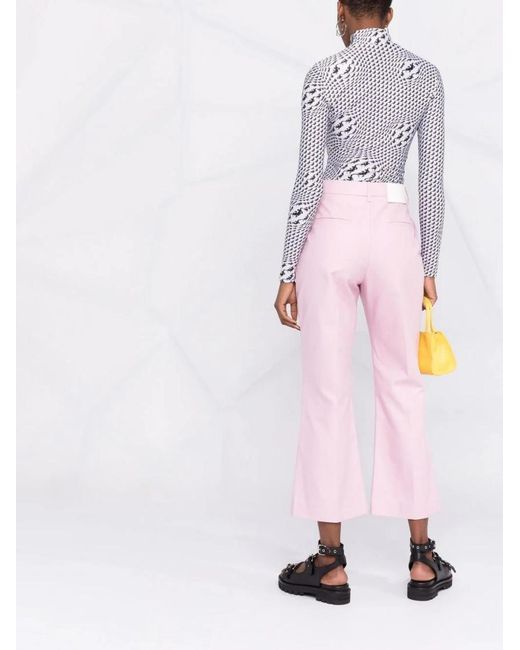 MSGM Pink Pressed-Crease Cotton Tailored Trousers