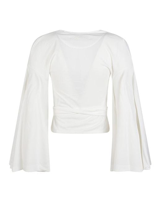 Jacquemus White Solid V Neck Top