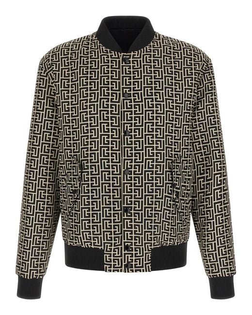 Balmain Gray Reversible Bomber Jacket for men