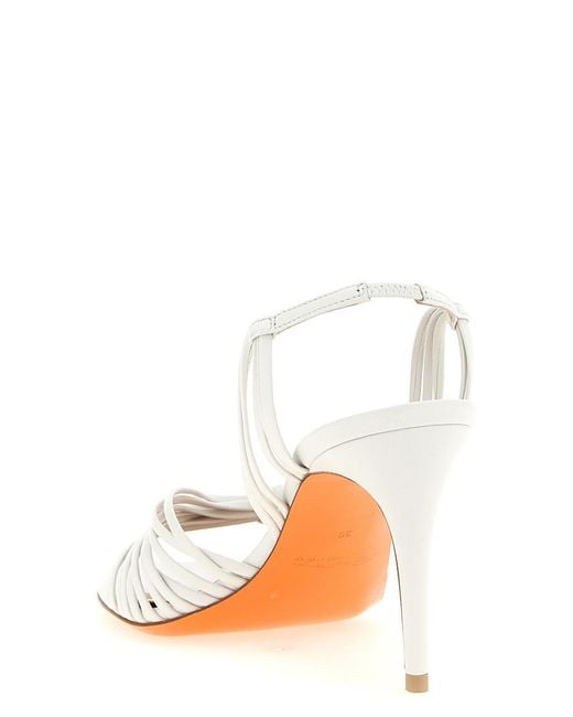 Santoni White Open Round Toe Heels