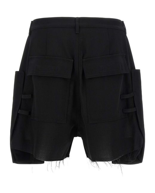 Rick Owens Black Solid Shorts for men