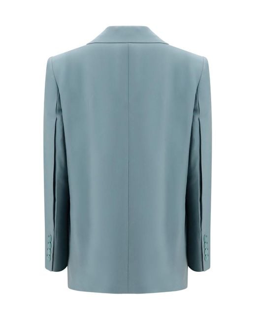 Chloé Blue Solid Peaked Lapel Blazer