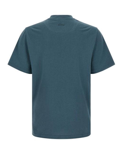 Brioni Blue Solid Crew Neck T-Shirt for men