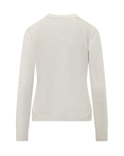 Max Mara White Solid Crew Neck Sweater