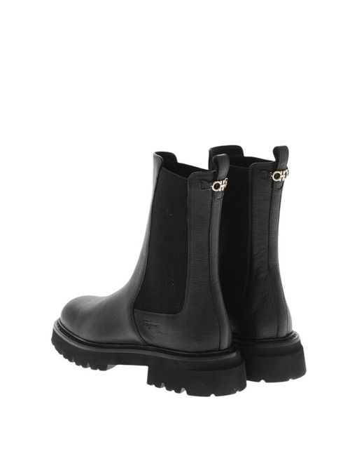 Ferragamo Black Textured Boots